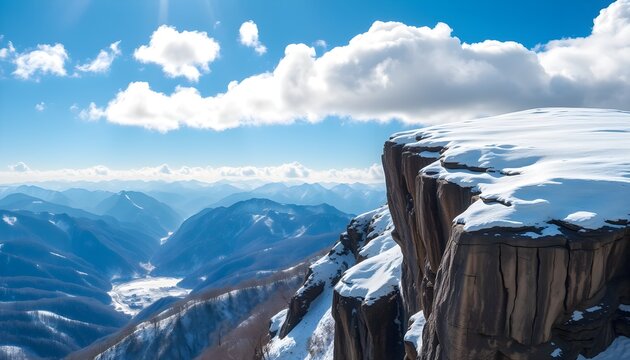 Exploring majestic snowy peaks mountain range landscape photography clear sky aerial view - Powered by Adobe