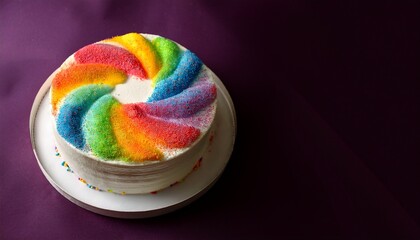 Indulge In The Sweetness Of A Classic Vanilla Cake Adorned With A Vibrant Sprinkle Of Rainbow Colors Ready To Bring Joy And Delight