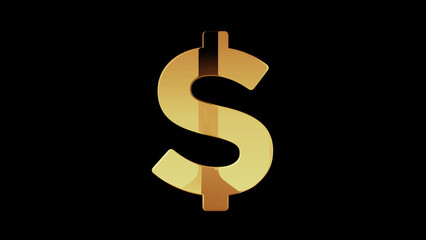 Dollar USD currency golden symbol 3d illustration