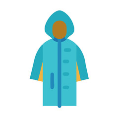 Turquoise raincoat illustration with hood flat design for autumn