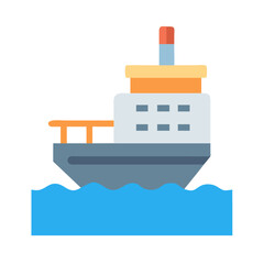 Cargo ship icon, transportation industry, delivery and global trade