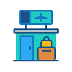 Modern flat design Airport terminal with luggage illustration icon