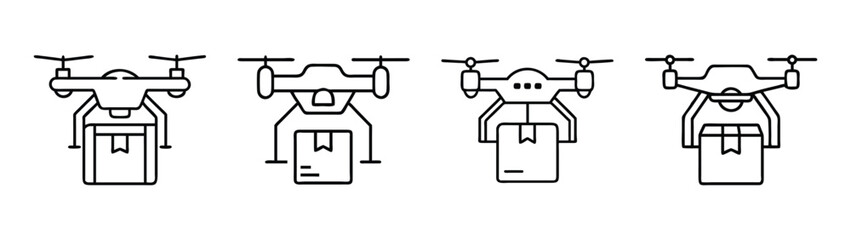 Drone delivery service concept vector illustration drones carrying packages fast shipping technology design