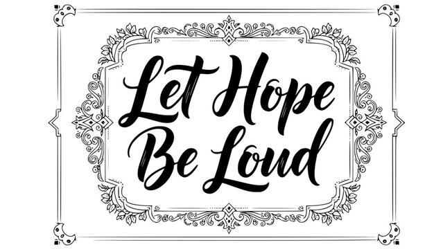Inspiring message that lets hope be loud with a vintage frame for posters, social media, and marketing campaigns to evoke a positive and uplifting feeling