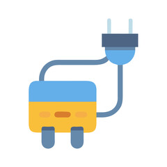 Flat vector illustration of battery charger with electric plug