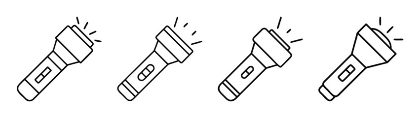 Hand drawn flashlight vector illustration, portable light source, emergency lighting, doodle art