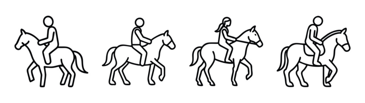 Horseback riding equestrian sport horse rider equestrianism horse riding outline drawing vector art