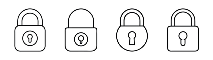 Vector outline drawing of padlocks security lock safety and protection concept security system design