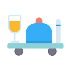 Minimalist catering service cart with food and drink icon