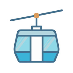 Simple flat illustration of a cable car on black