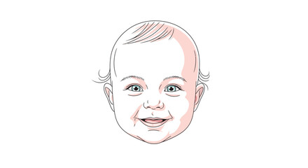 Adorable Baby Face Illustration with Gentle Smile and Soft Features.