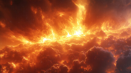 Obraz premium Layered composition of sun with inner fusion reactions and outer storm effects 