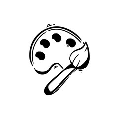 Hand drawn paintbrush icon doodle illustration
