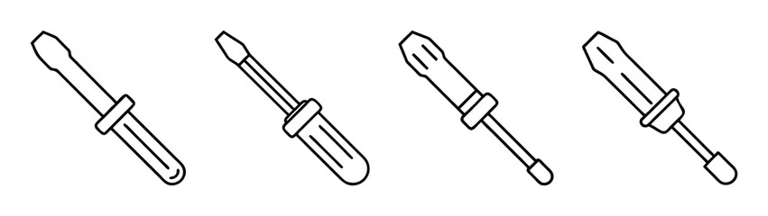 Screwdriver types set outline illustration for diy projects and home repair tools vector image