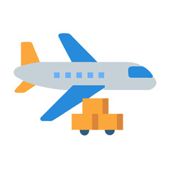 Flat design airplane carrying boxes for air cargo shipping