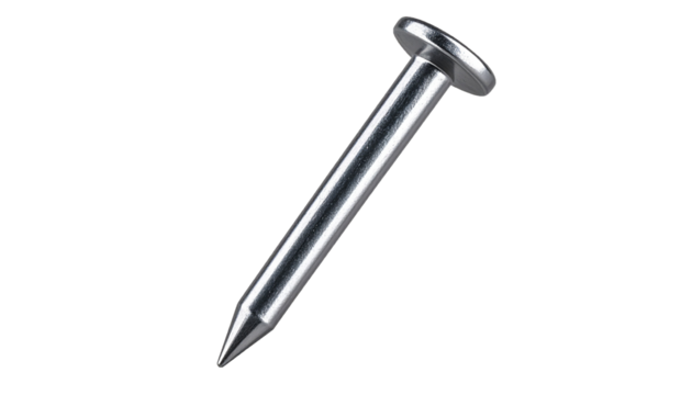 Realistic Metal Nail with Smooth Polished Finish Isolated Object