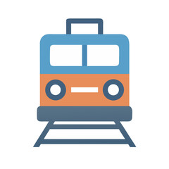 Simple train icon on black background with flat design
