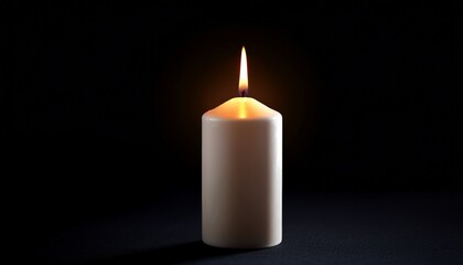 Single Candle In Darkness