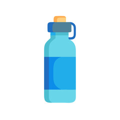 Blue reusable water bottle illustration with minimalist flat design