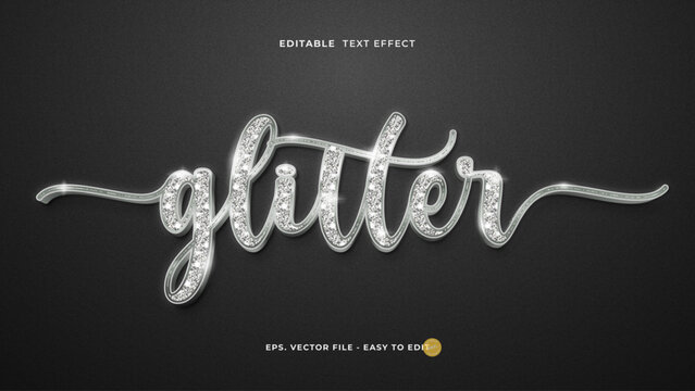 Luxury Silver Glitter Editable Text Effect