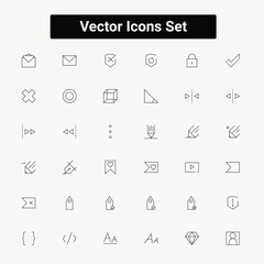 A curated collection of minimalist hand drawn style vector icons representing diverse abstract concepts and universal symbols for modern design projects