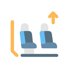 Airplane seats with golden arrow, representing space and exit