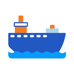 Simple flat design icon of a ship on water