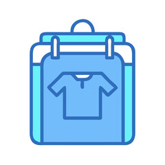 Blue shopping bag icon with t-shirt, vector illustration