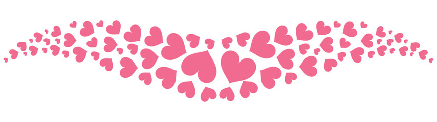 Vector silhouette illustration of many pink heart shapes gathered into an exotic shape isolated on transparent background