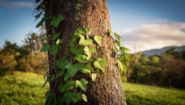 Enredadera Parasito En Tronco De Arbol
