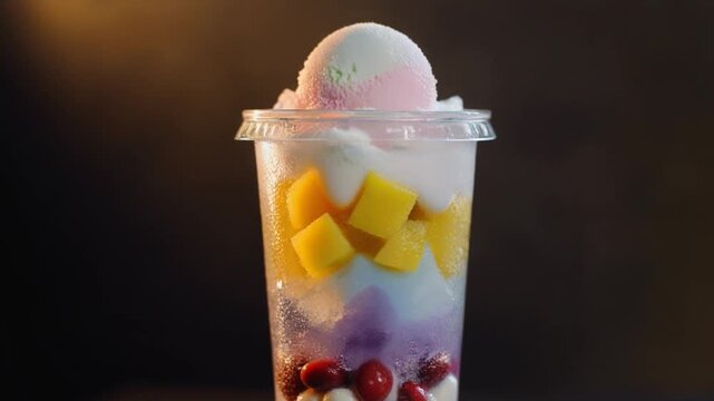 Refreshing Halo-Halo A Tropical Delight with Creamy Ice Cream, Sweet Beans, and Juicy Fruits