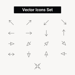 A versatile collection of diverse vector arrow icons showcasing various directions and modern styles ideal for digital design applications and user interfaces