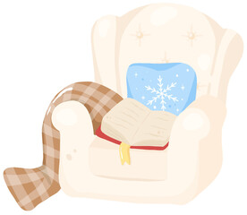 Cozy Winter Pastel – Reading Chair – Cute Home Decor Clipart