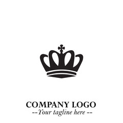 Elegant Black Crown Logo Symbol on a Clean White Background for Premium Branding Design