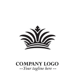 Elegant Black Crown Logo Symbol on a Clean White Background for Premium Branding Design