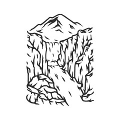mountain hill hand drawn silhouette