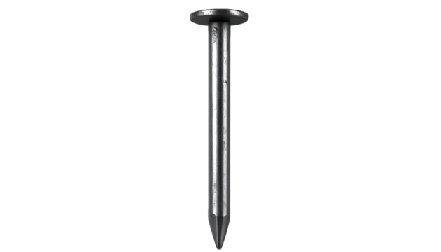 Shiny Steel Construction Nail Cutout on Transparent PNG