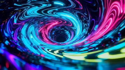 Colorful neon spiral tunnel - Powered by Adobe