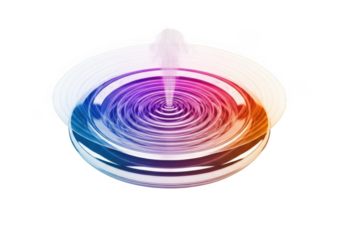 Abstract concentric rings with colorful gradient isolated on transparent background for motion graphics and design backgrounds