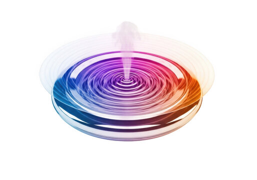 Abstract concentric rings with colorful gradient isolated on transparent background for motion graphics and design backgrounds