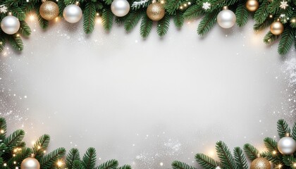 Christmas decorations with pine boughs and ornaments festive holiday setting graphic design elegant atmosphere close-up view seasonal celebration theme