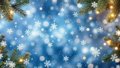 Winter wonderland celebration snowy forest digital background holiday spirit close-up view enchanting atmosphere with snowflakes and sparkling lights