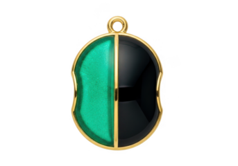 Green and black pendant isolated on transparent background jewelry design element pendant making supplies
