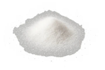 Heap of white crystalline powder, suitable for cooking and baking. Essential food additive providing taste and texture