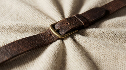 constriction. Over-tightened leather belt leaving deep impression marks on surface. lifestyle magazines, social media lookbooks, designed for lifestyle magazines and social media content.