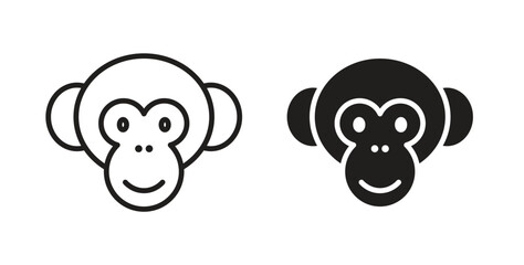 Monkey icon in doodle and stroke style. © jota
