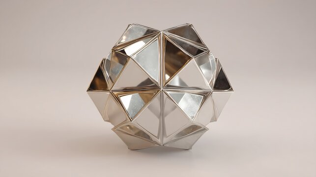 3D Silver Geometric Abstract Design Object.