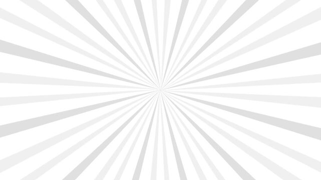 Comic book white grey silver background with rays animation, colorful radial speed lines from middle to the outside seamless loop abstract line rays sunburst manga anime cartoon popup art backdrop