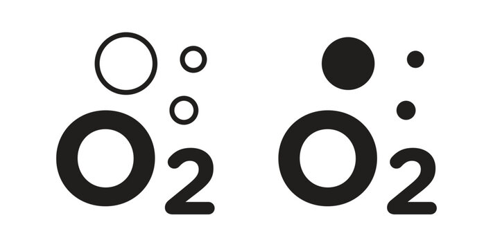 Oxygen O2 icon in doodle and stroke style.