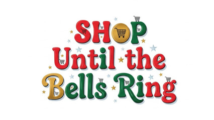 Colorful holiday shopping slogan design with festive elements  